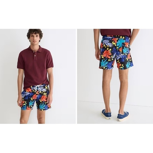 J Crew 6" Stretch Eco Swim Trunk Jumping Flowers Size XL - Picture 15 of 15